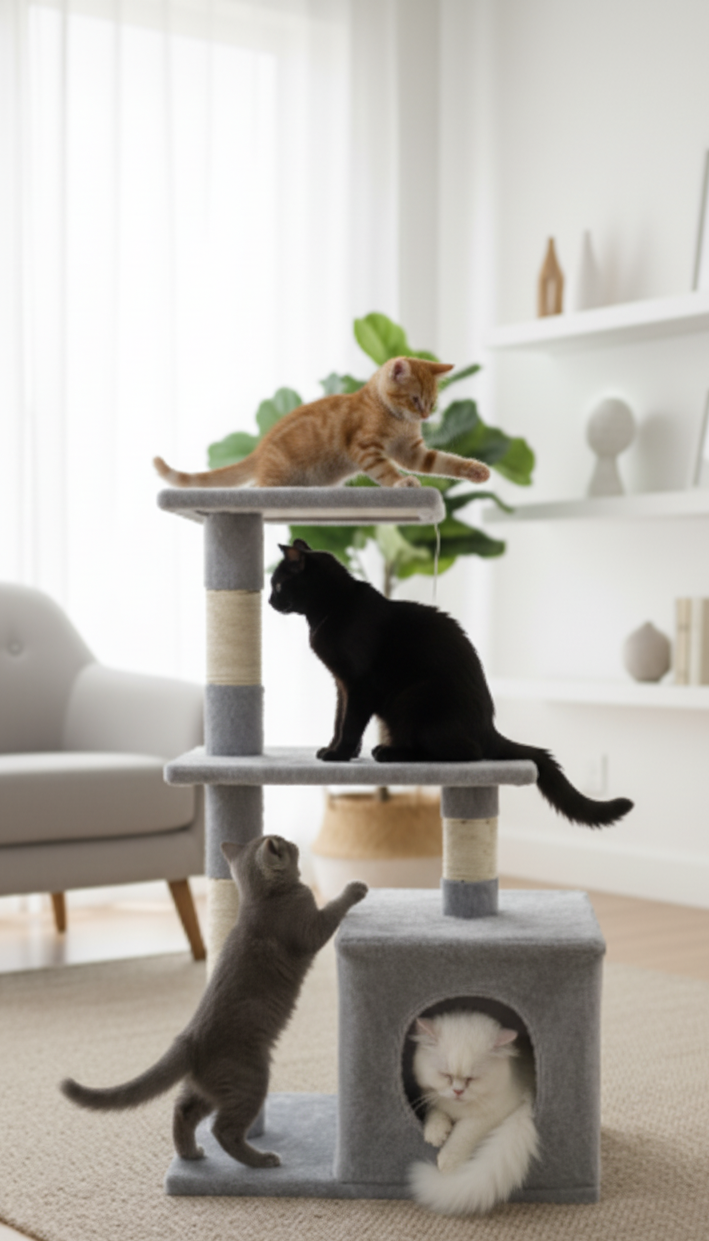 TORRE RASCADORA DE 3 PISOS PARA GATOS