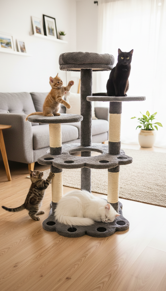 TORRE RASCADORA DE 5 PISOS PARA GATOS