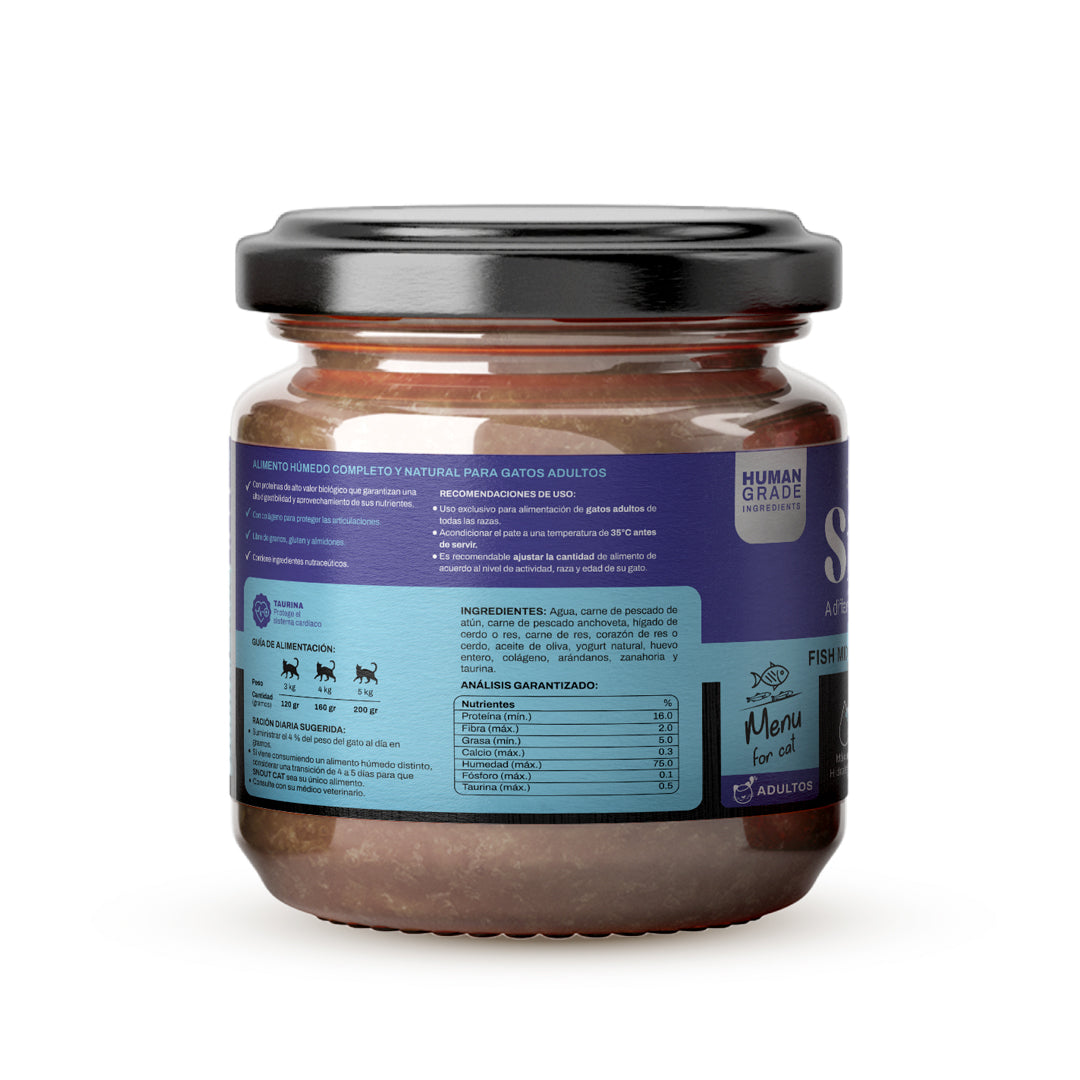 Comida premiun en frasco Snout para gato de Atún y Anchoveta