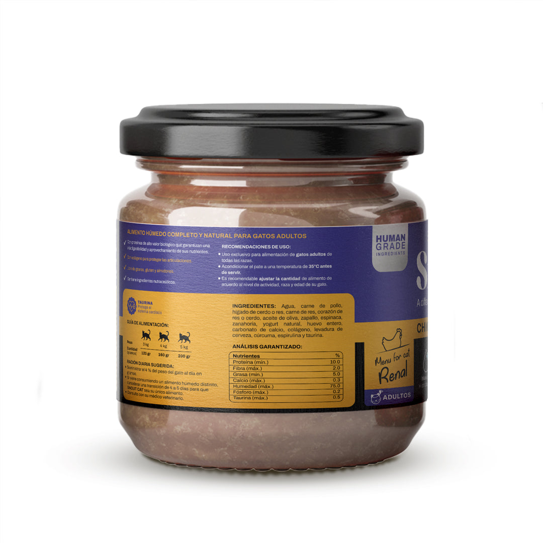 Comida premiun en frasco Snout para gato de pollo