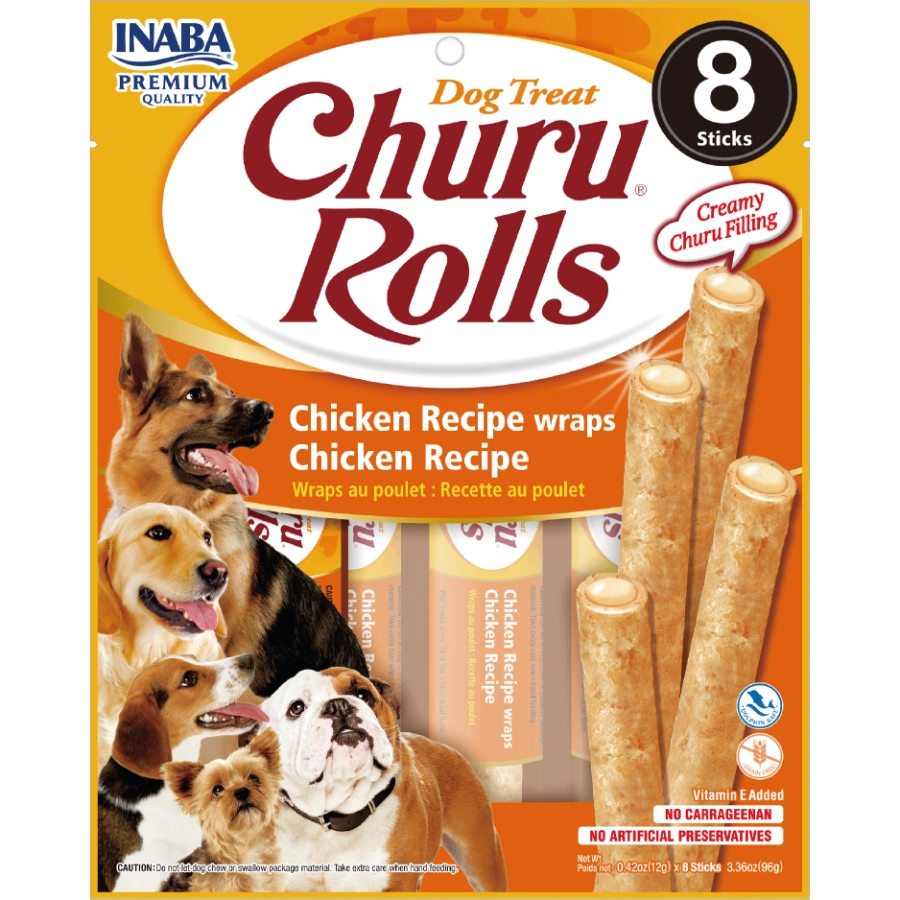CHURU ROLLS SABOR POLLO PARA PERROS x8 UNIDADES