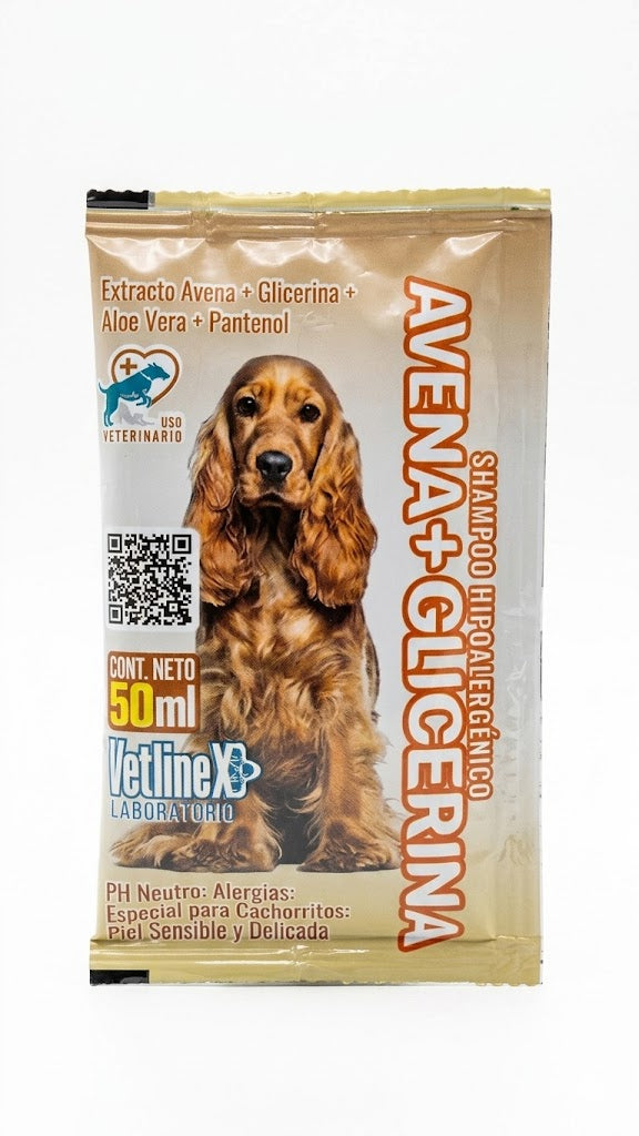 SHAMPOO VETLINEX HIPOALERGÉNICO AVENA+GLICERINA SACHET 50ml