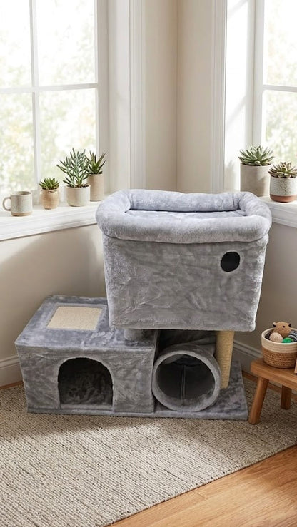 CASA DOBLE RASCADORA DE DESCANSO PARA GATOS