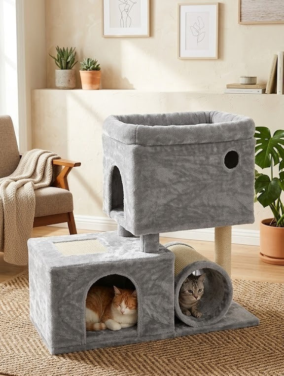 CASA DOBLE RASCADORA DE DESCANSO PARA GATOS
