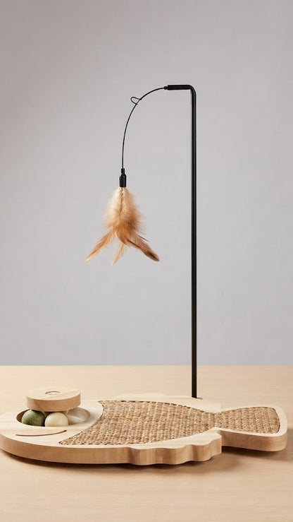 PESCADO RASCADOR CON PLUMA Y PELOTAS INTERACTIVAS