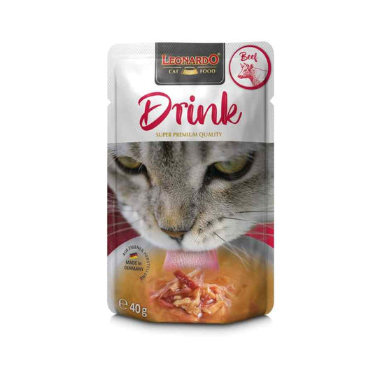ALIMENTO HÚMEDO LEONARDO DRINK & CARE SABOR RES+ CATNIP