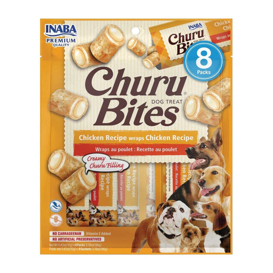CHURU BITES SABOR POLLO PARA PERROS x8 UNIDADES