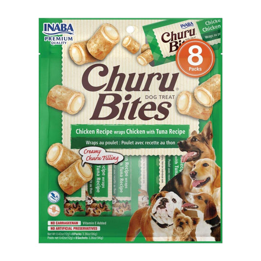CHURU BITES SABOR POLLO CON ATÚN PARA PERROS x8 UNIDADES