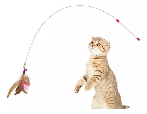 Juguete Vara Para Gatos Con Plumas Wuufu Interactiva Color Vara con pluma