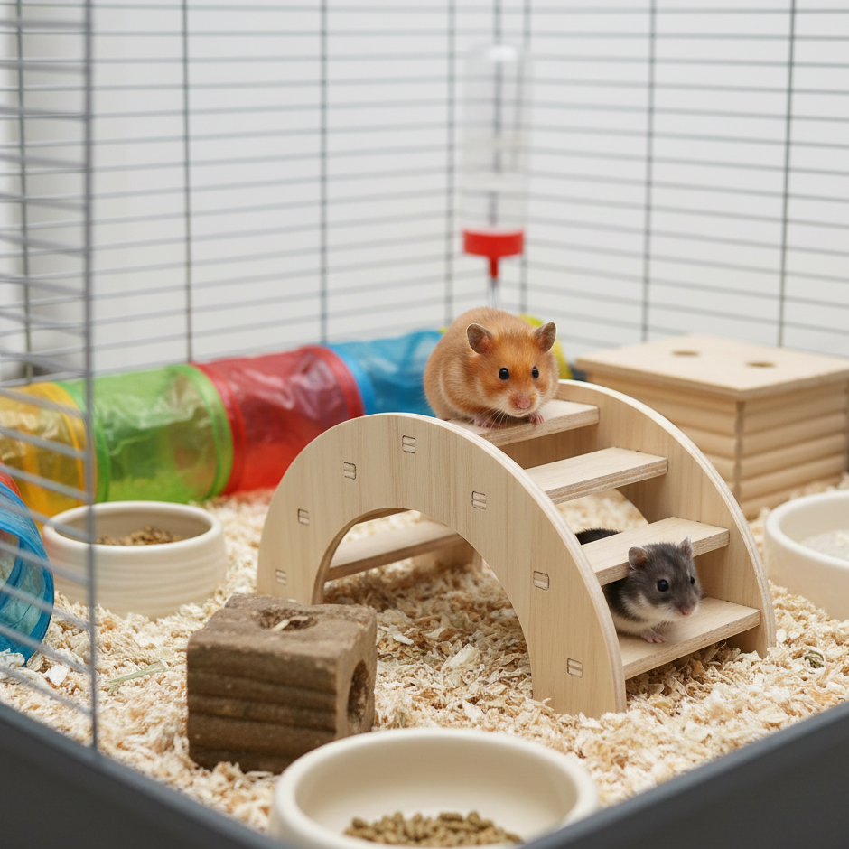 PUENTE ESCALERA MADERA HÁMSTER
