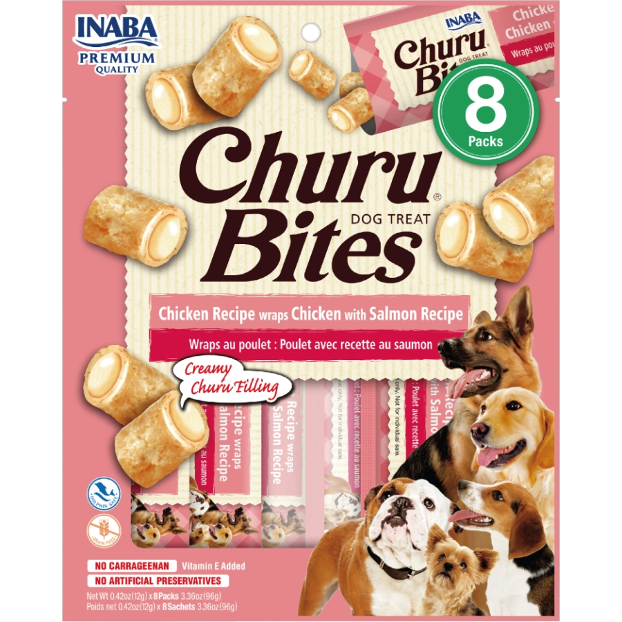 CHURU BITES SABOR POLLO CON SALMÓN PARA PERROS x8 UNIDADES