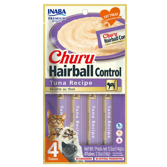 CHURU HAIRBALL CONTROL SABOR ATÚN PARA GATOS x4 UNIDADES