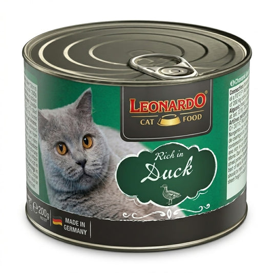 ALIMENTO HÚMEDO PARA GATOS LEONARDO RICO EN PATO 200g