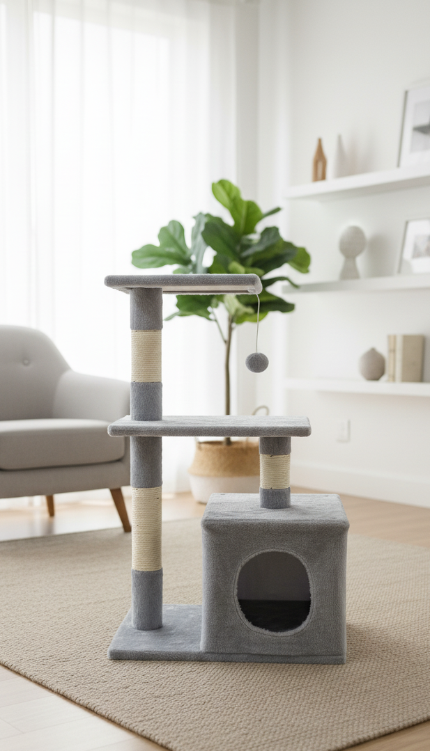 TORRE RASCADORA DE 3 PISOS PARA GATOS