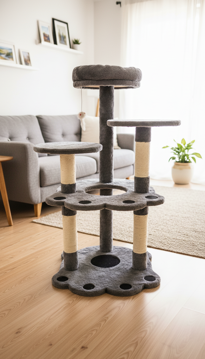 TORRE RASCADORA DE 5 PISOS PARA GATOS