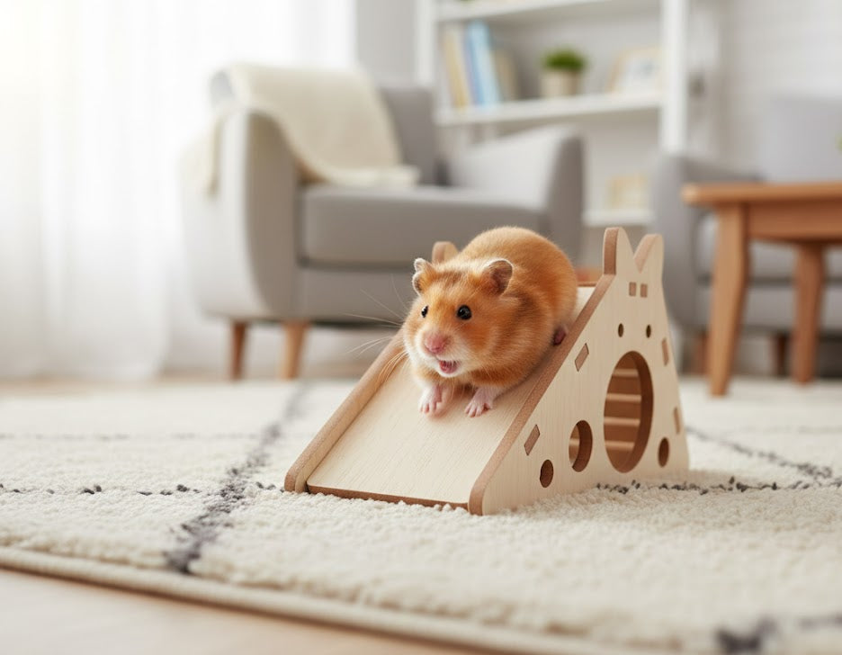 CASITA CON TOBOGÁN DE MADERA HÁMSTER