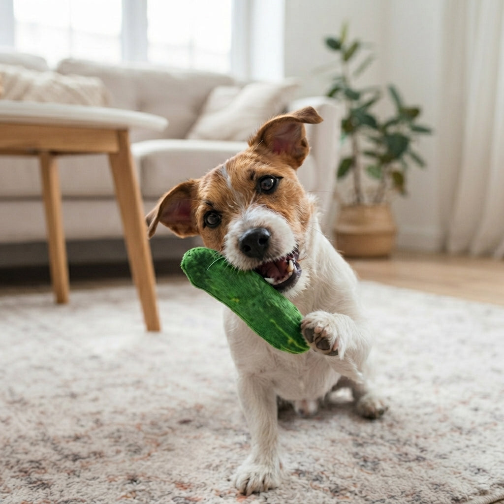 PELUCHE DE PEPINO PARA MASCOTAS