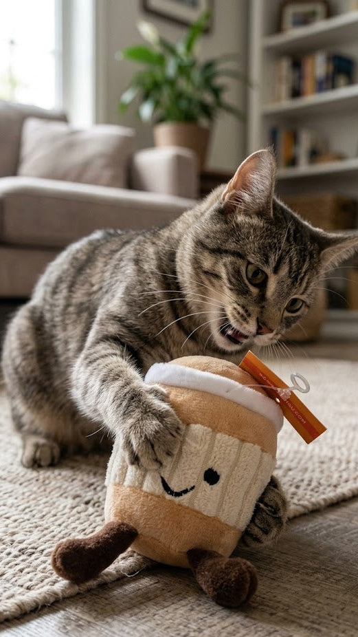 PELUCHE DE FRAPUCCINO CATNIP+VALERIANA+MENTA PARA GATOS