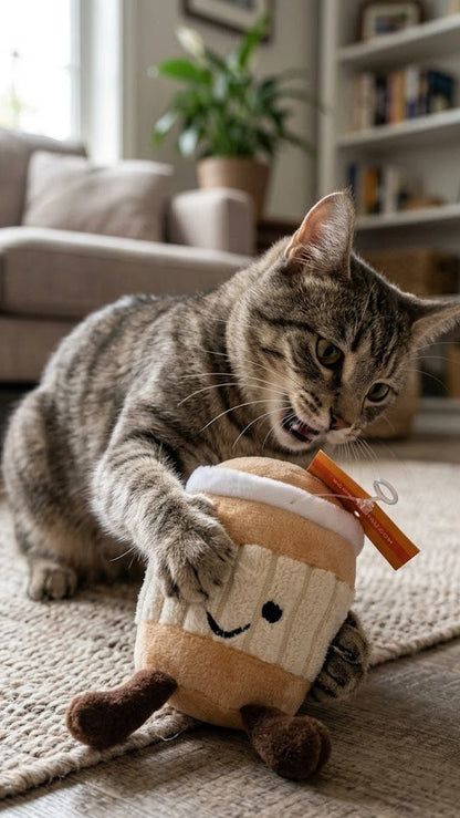 PELUCHE DE FRAPUCCINO CATNIP+VALERIANA+MENTA PARA GATOS