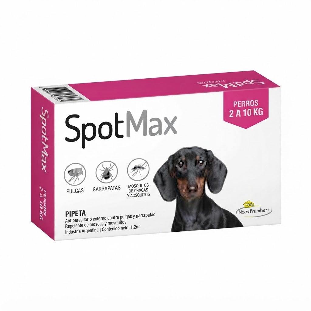 PIPETA ANTIPULGAS Y GARRAPATAS SPOTMAX PARA PERROS (2 a 10kg)