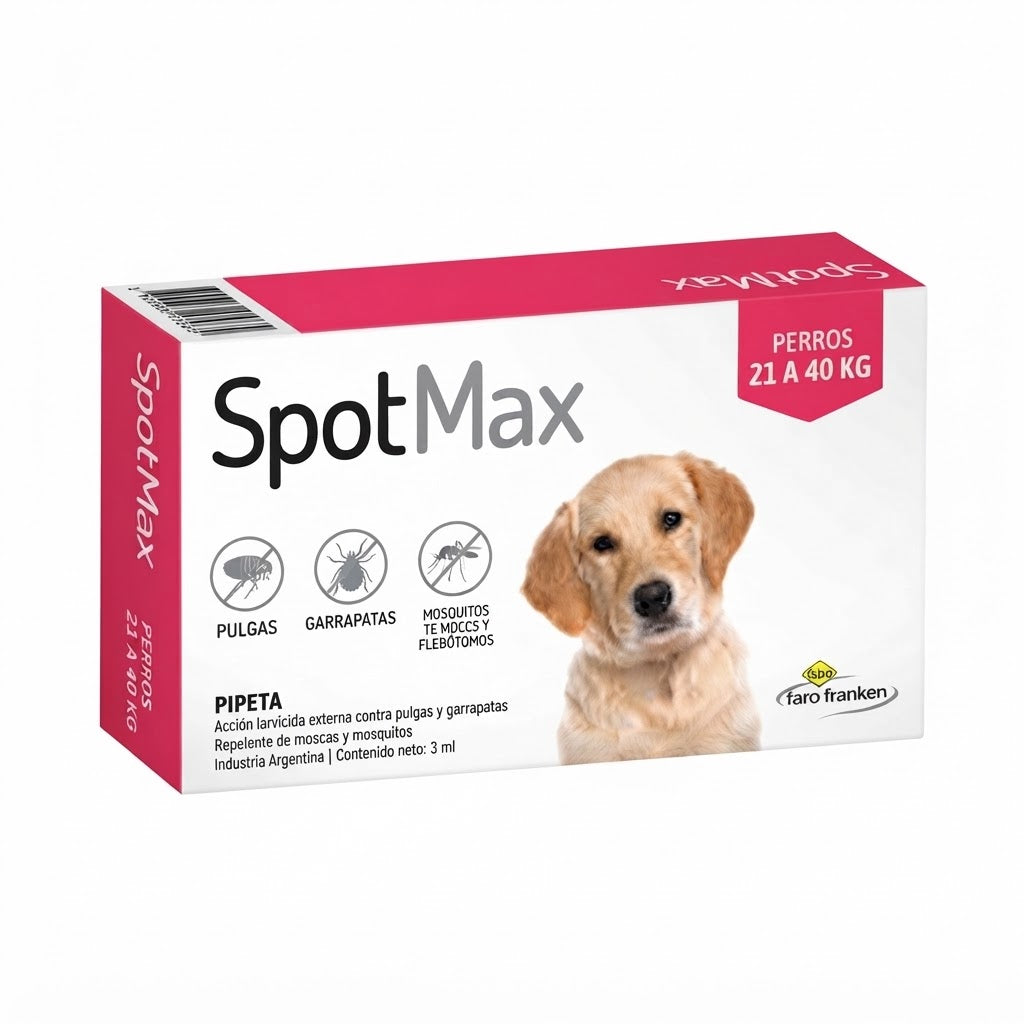 PIPETA ANTIPULGAS Y GARRAPATAS SPOTMAX PARA PERROS (21 a 40kg)