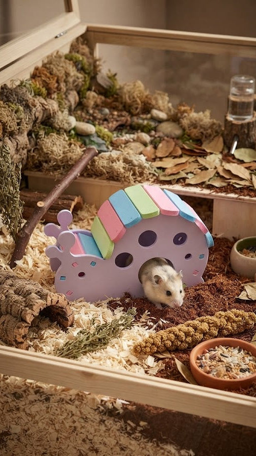 CASA CON DISEÑO DE CARACOL PARA HAMSTER