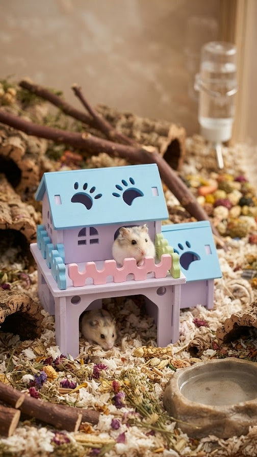 CASA/CABAÑA CON TERRAZA PARA HAMSTER